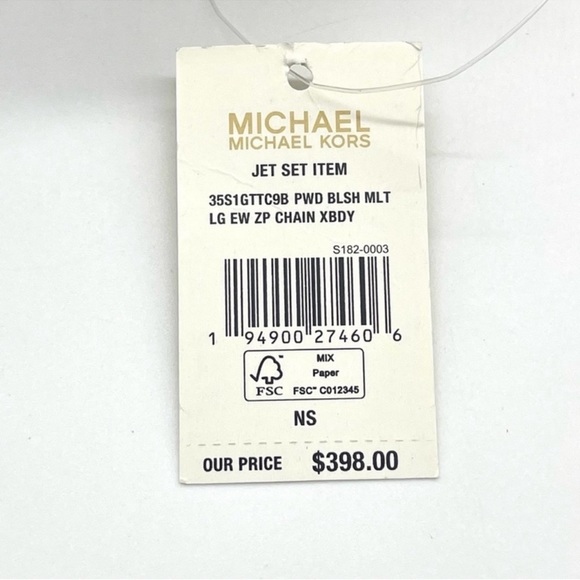 Michael Kors EW Zip Chain Xbody Bag Vanilla/ Light Pink - Picture 14 of 14